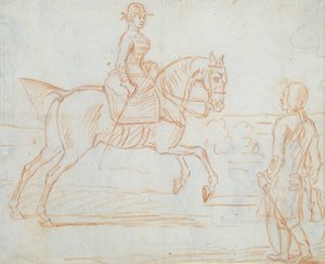 Une dame montant en amazone se tourne pour regarder un cavalier démonté - James Seymour